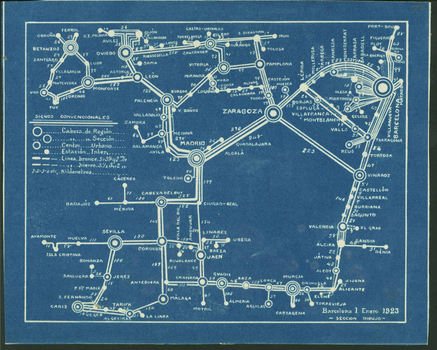 Croquis de las Líneas Telefónicas de España | Leonor Ferrer | Institur Cartigràfic i Geològic de Catalunya